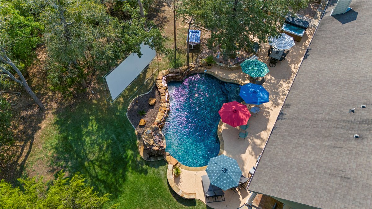 Heated pool aerial view